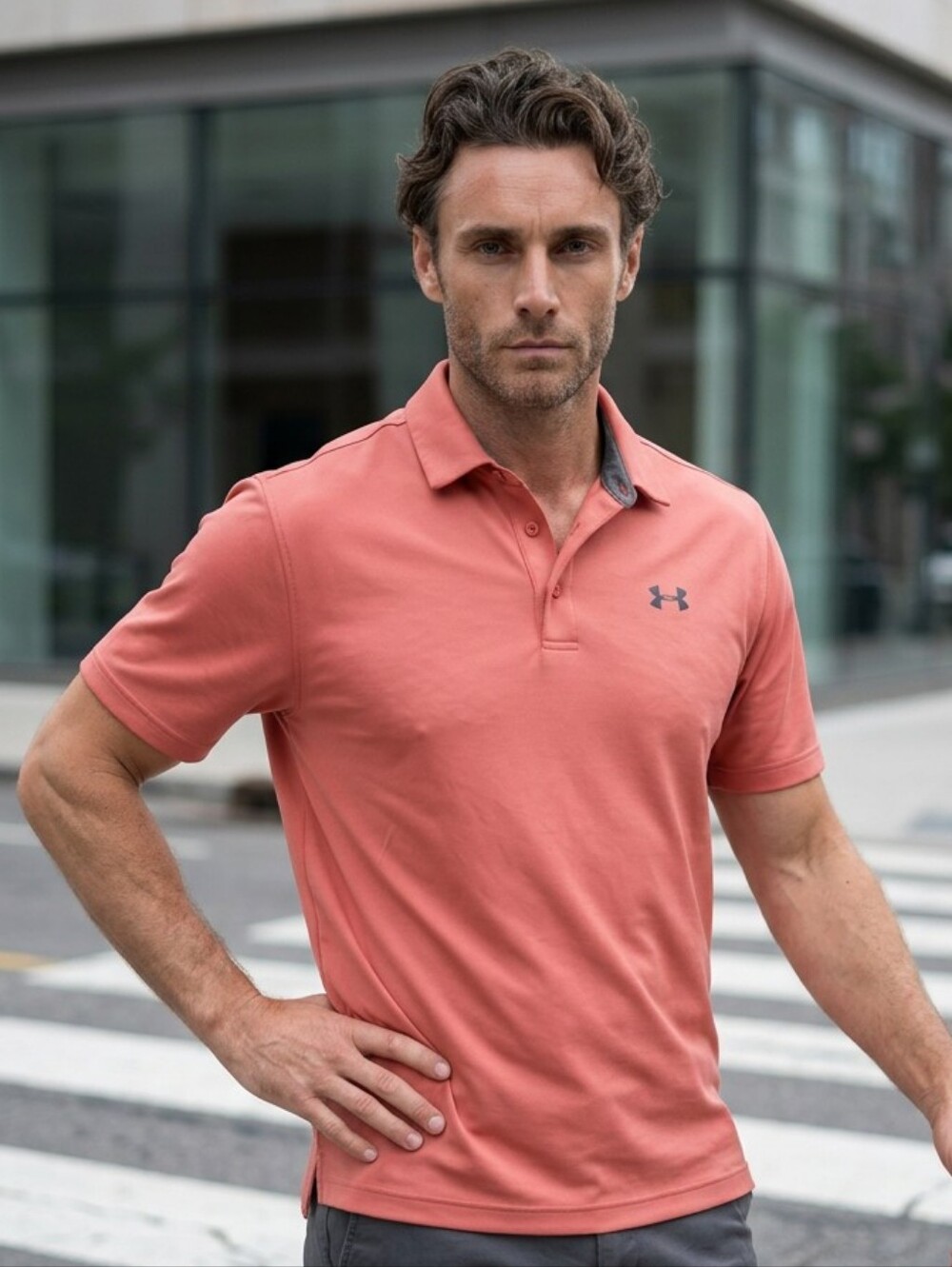 Under Armour Tech Polo Men XL Orange HeatGear Golf Performance UPF 30 Shirt